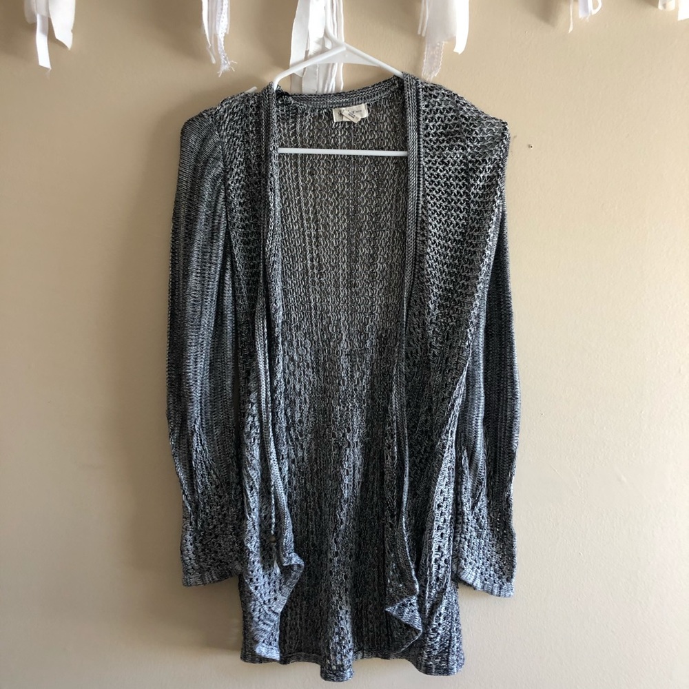 Style & Co Gray Open Knit Boho Cardigan